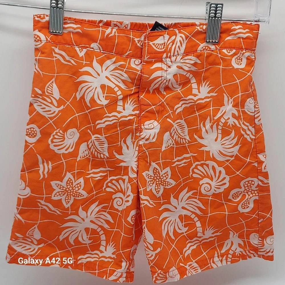 Ralph Lauren Boys 3T Orange‎ Tropical Palm Tree Shell Swim Trunks TR310631